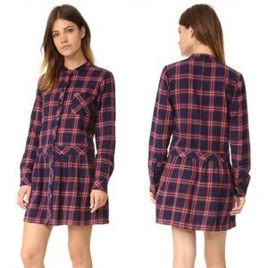 NWT Current Elliott School Girl Dress Plaid Womens Size Small Flannel Academia S